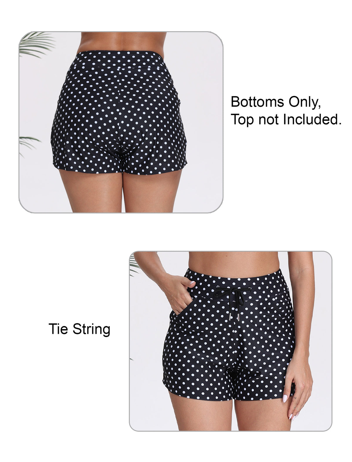 Beach Companion High Waisted Swim Board Shorts with Side Pockets