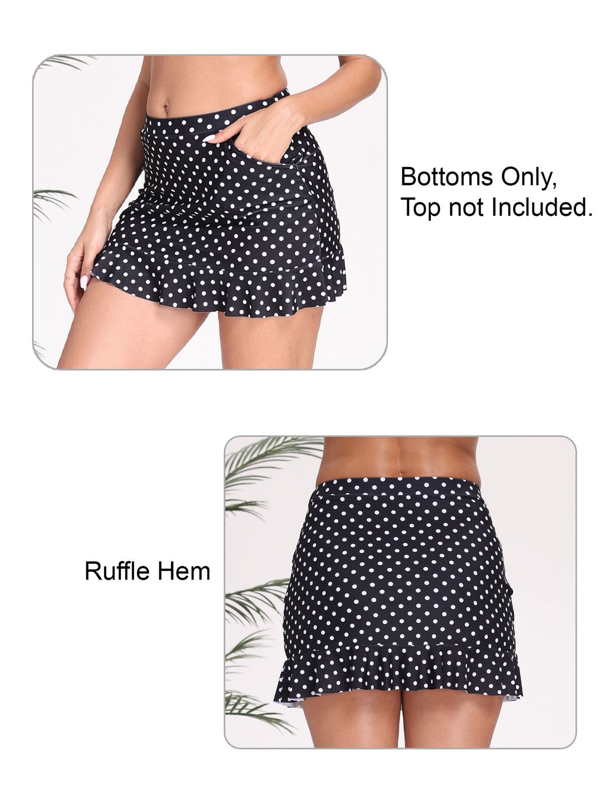 All-Day Magic High Waisted Swim Skirts Built in Briefs with Pockets