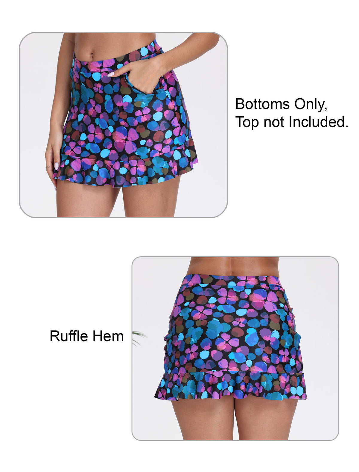 All-Day Magic High Waisted Swim Skirts Built in Briefs with Pockets