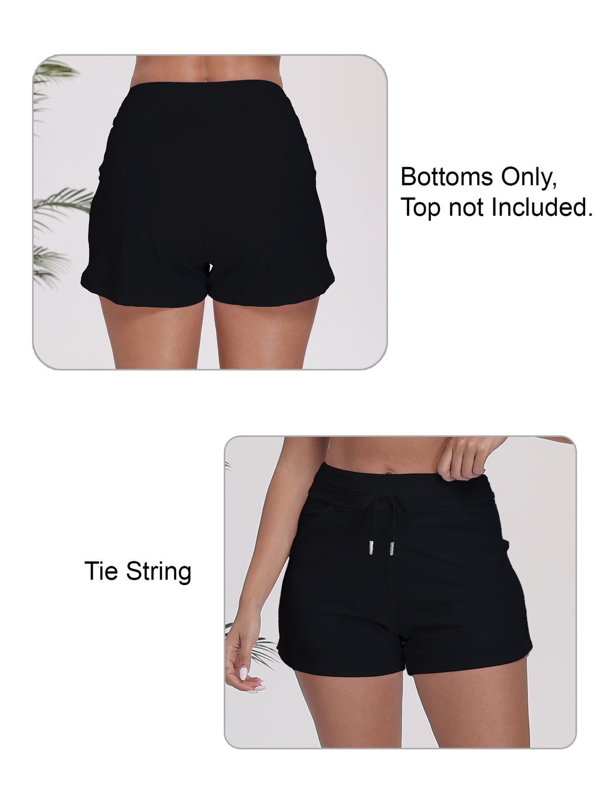 Beach Companion High Waisted Swim Board Shorts with Side Pockets