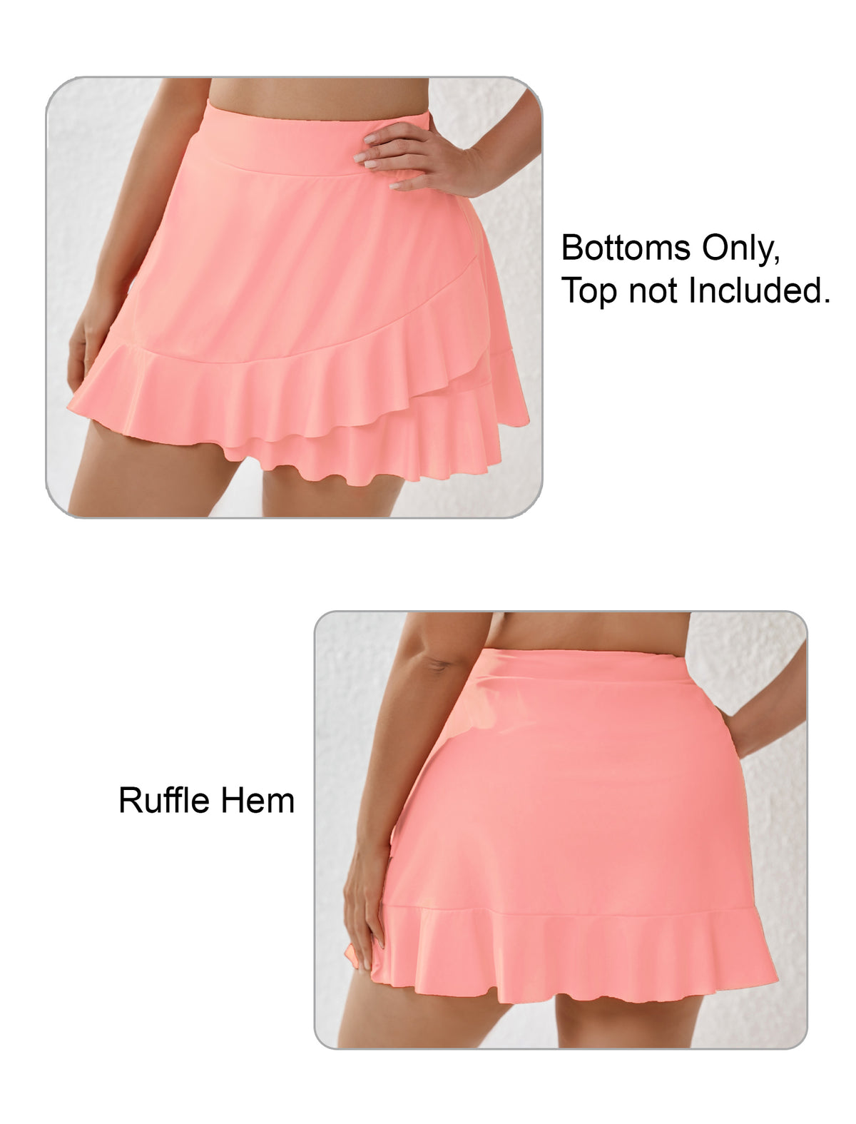 Lagoon Haze Plus Size High Waisted Ruffle Swim Skirts Built in Breifs