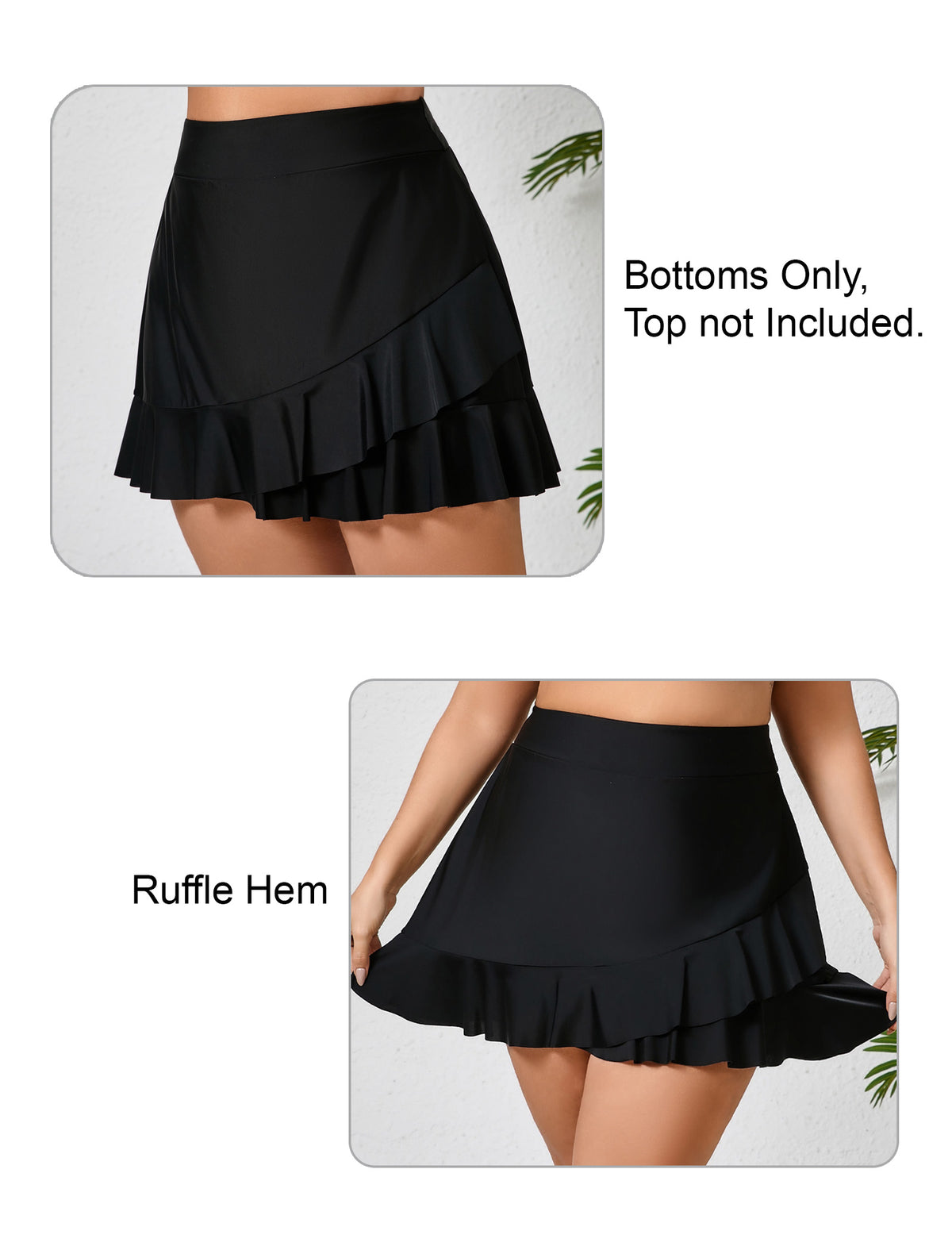 Lagoon Haze Plus Size High Waisted Ruffle Swim Skirts Built in Breifs