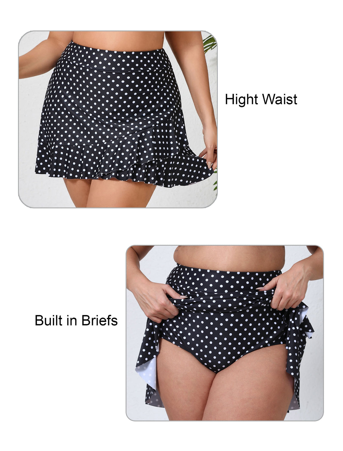 Lagoon Haze Plus Size High Waisted Ruffle Swim Skirts Built in Breifs