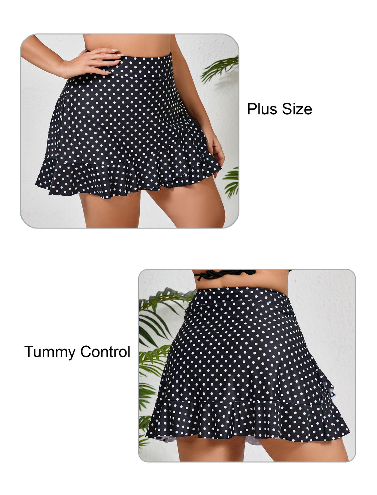 Lagoon Haze Plus Size High Waisted Ruffle Swim Skirts Built in Breifs