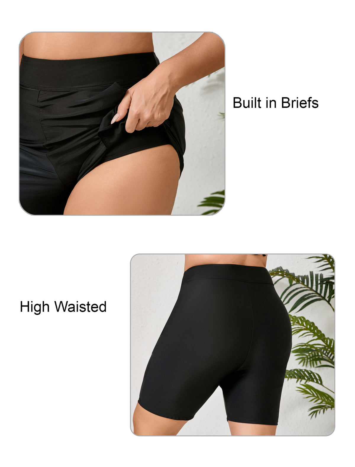 Island Glow Plus Size High Waisted Swim Board Short with Pockets