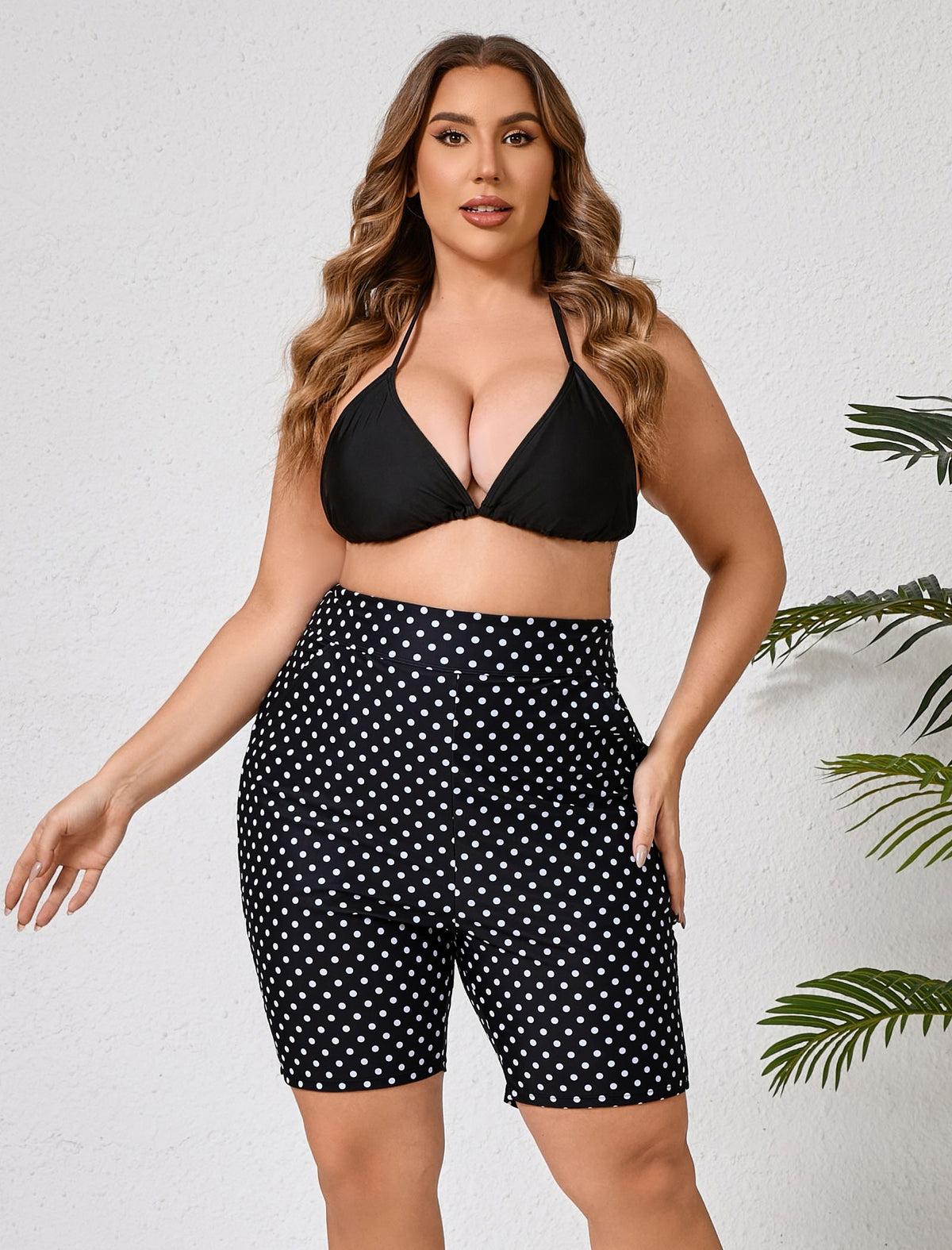 Island Glow Plus Size High Waisted Swim Board Short with Pockets
