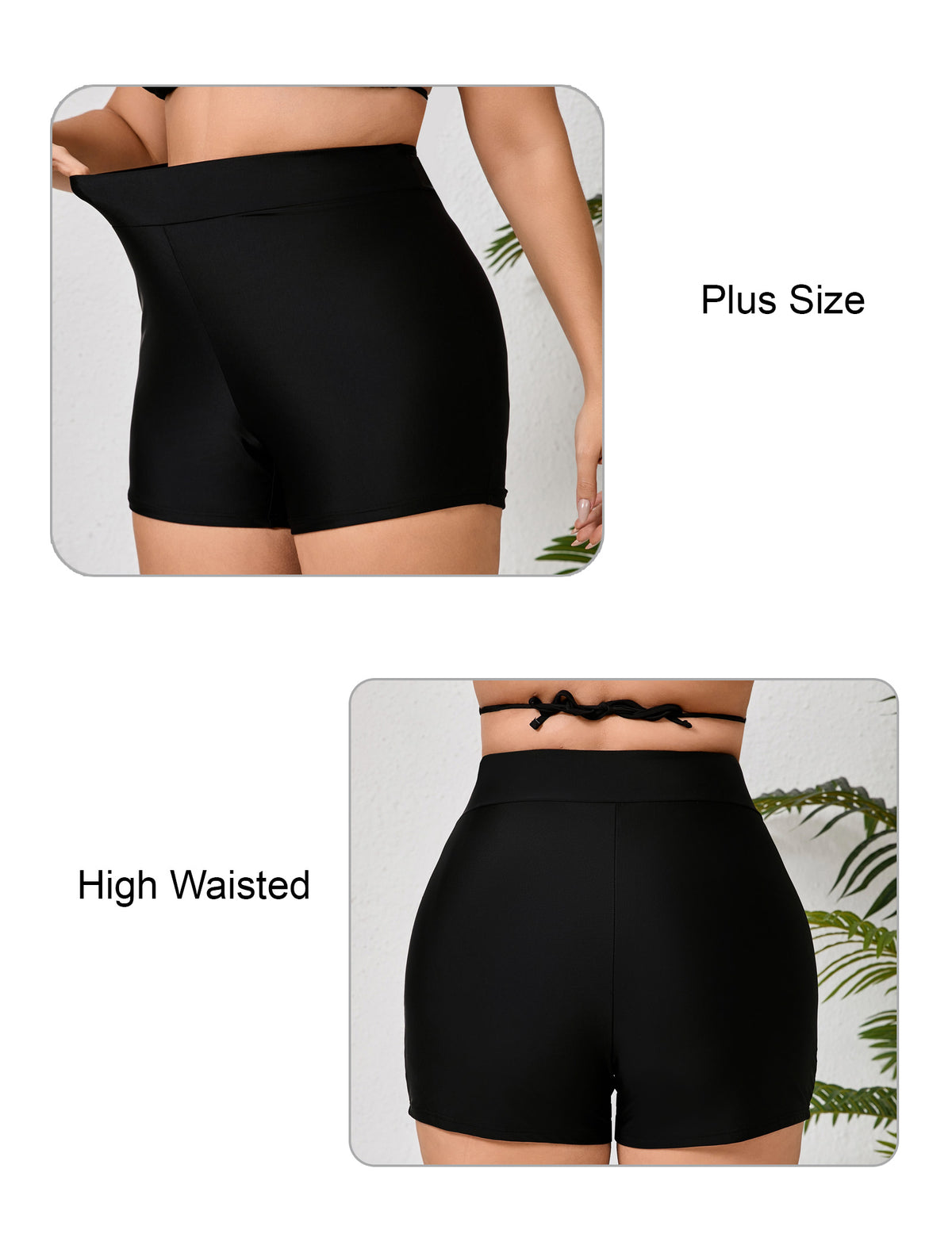 Beach Whisper Plus Size High Waisted Swim Board Short