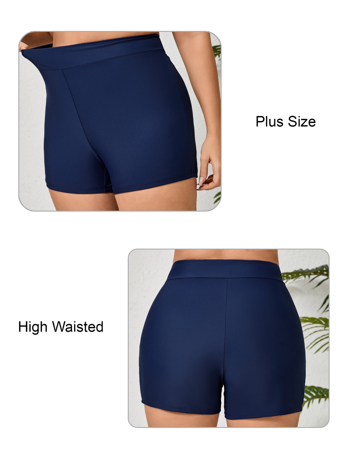 Beach Whisper Plus Size High Waisted Swim Board Short