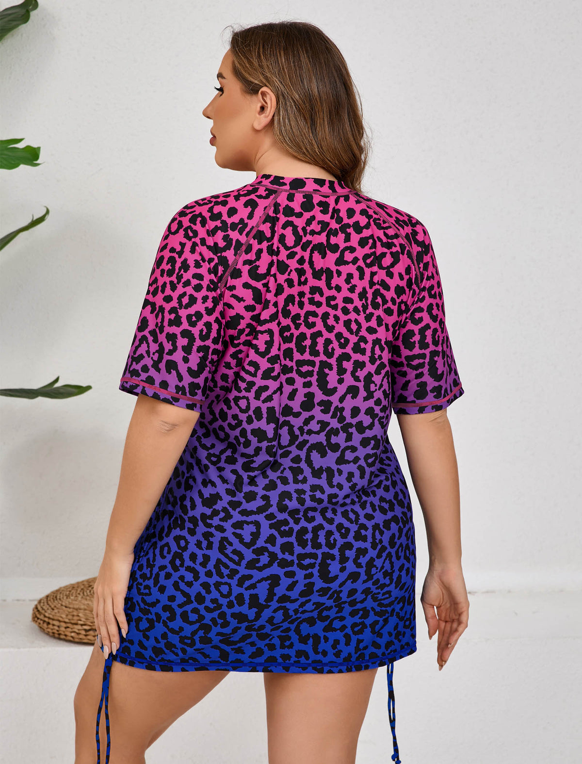 Coral Dawn Plus Size Half Zip Adustablie Drawstring Rash Guard Shirts