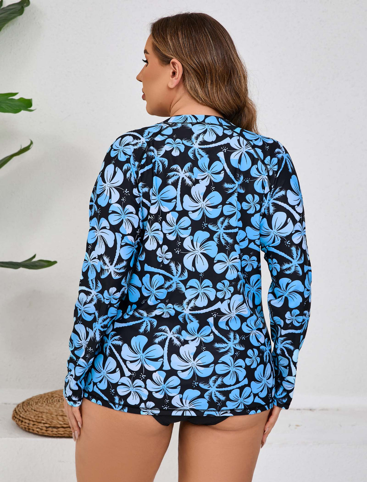 Sandy Whisper Plus Size Long Sleeve Rash Guard Shirts