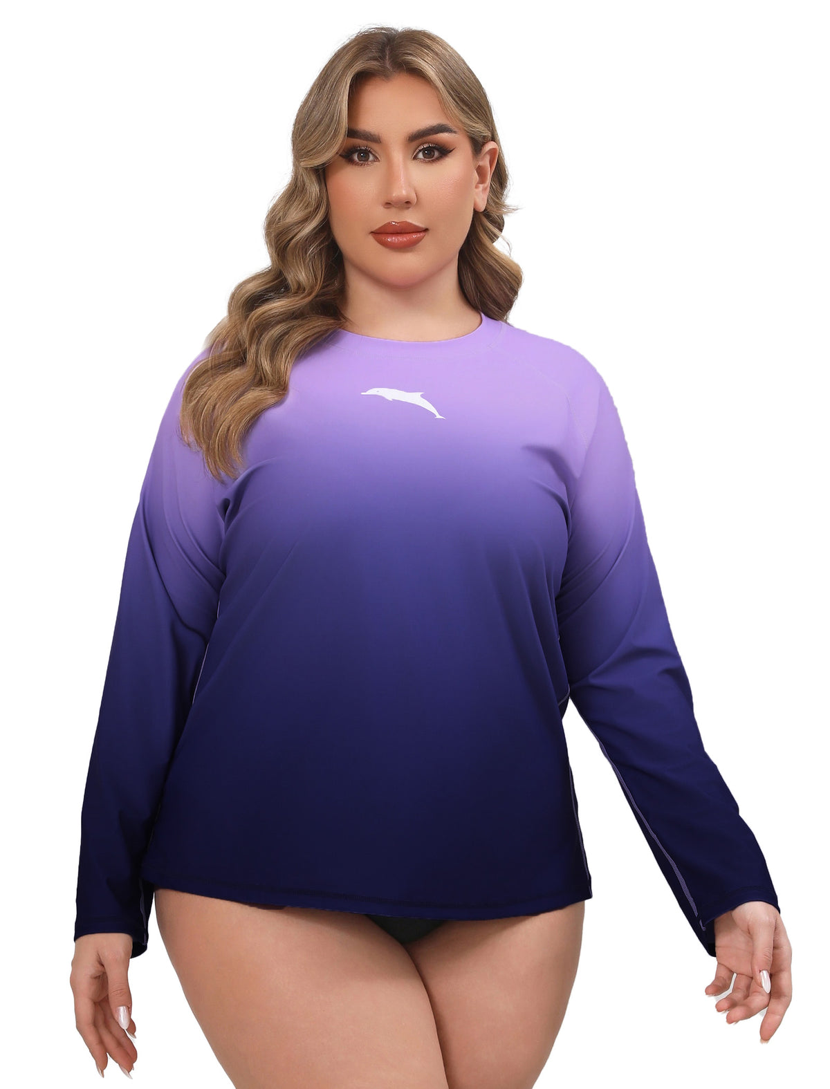Sandy Whisper Plus Size Long Sleeve Rash Guard Shirts