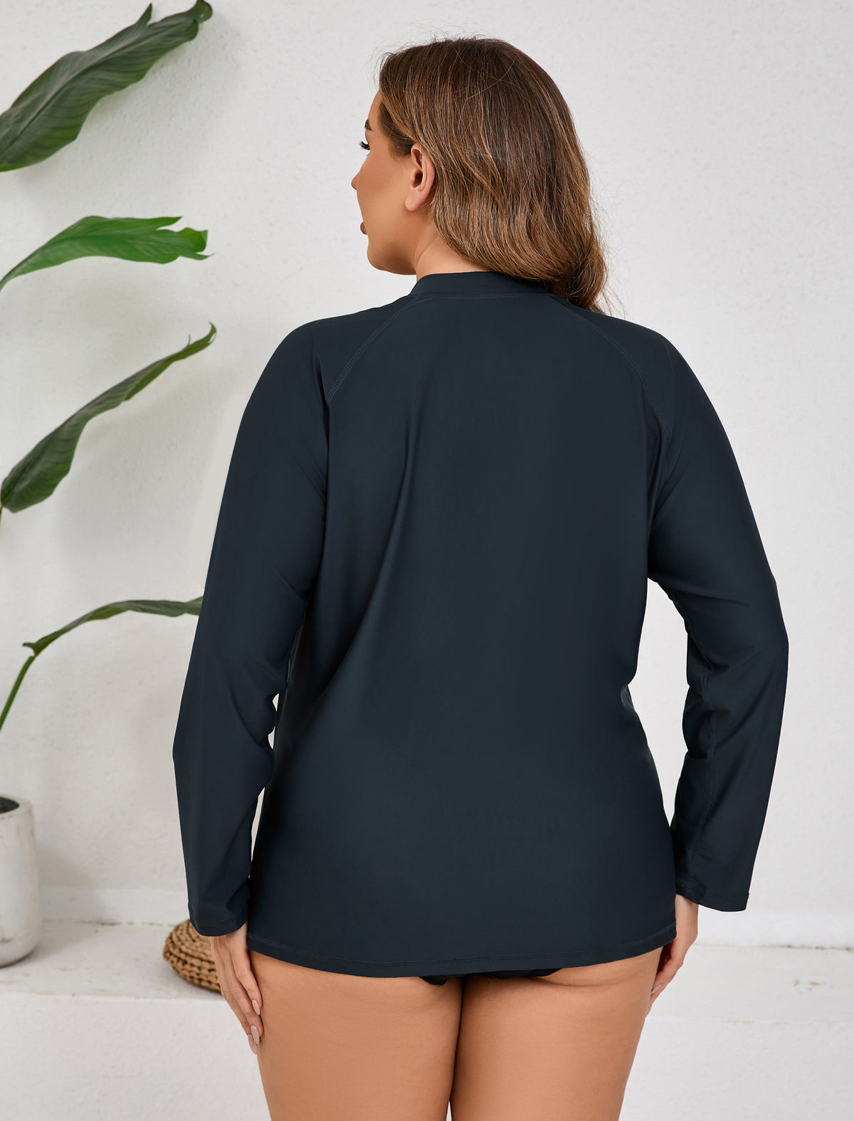 Breeze Kiss Full Zip Plus Size Long Sleeve Rash Guard Shirts