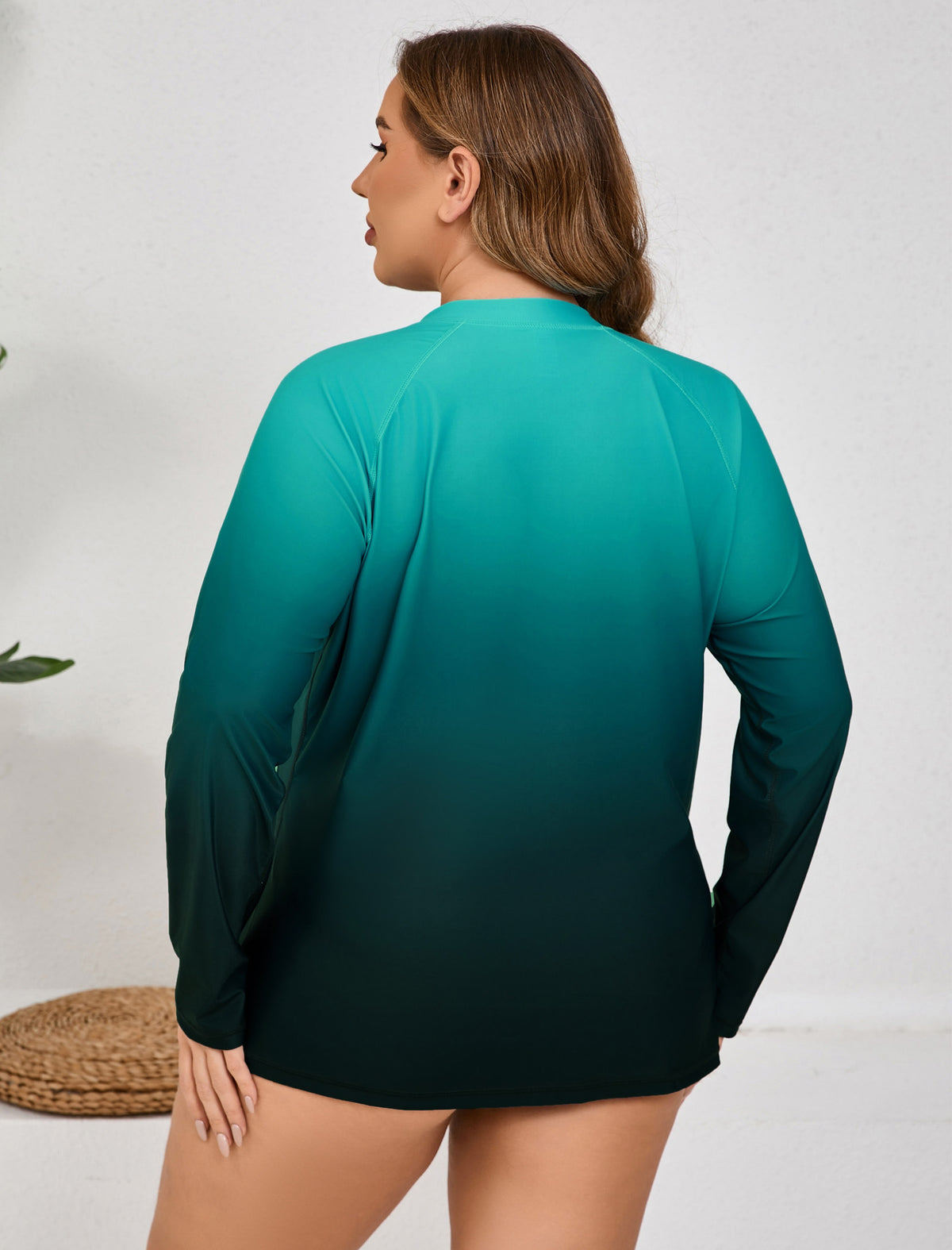 Breeze Kiss Plus Size Full Zip Long Sleeve Rash Guard Shirts