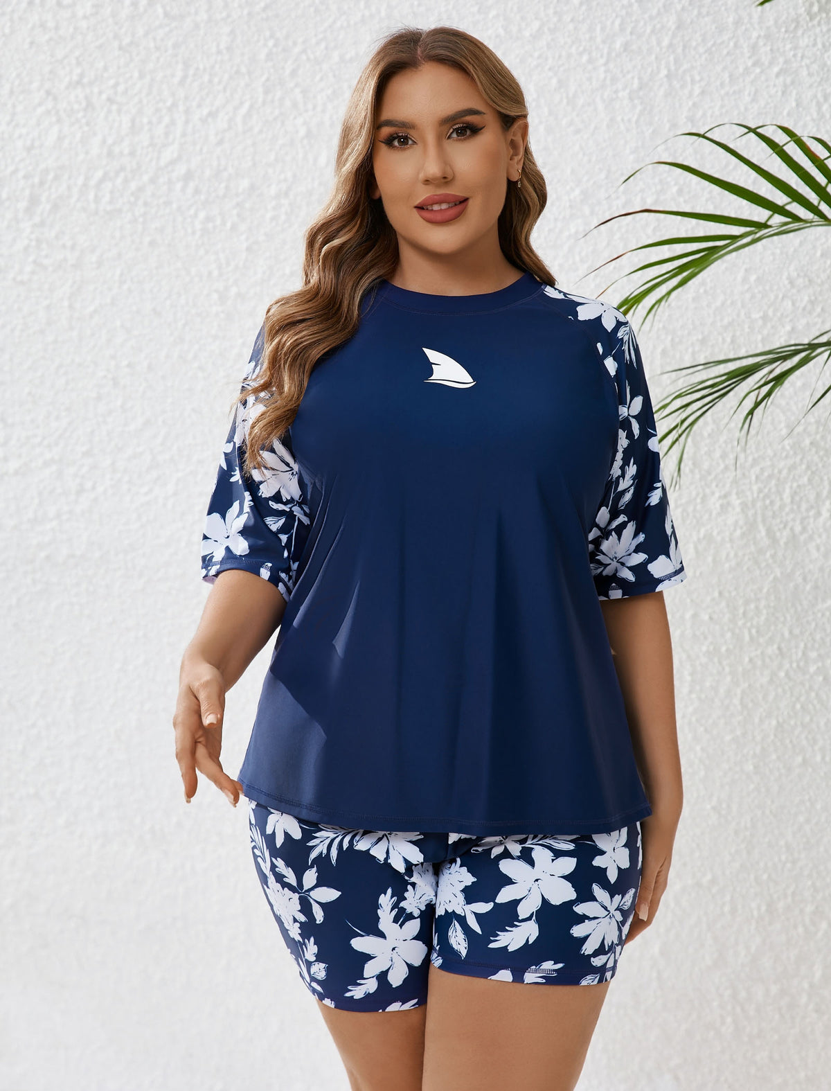 Comfort Meets Curve Plus Size Two Piece Rash Guard Sets Loose Fit