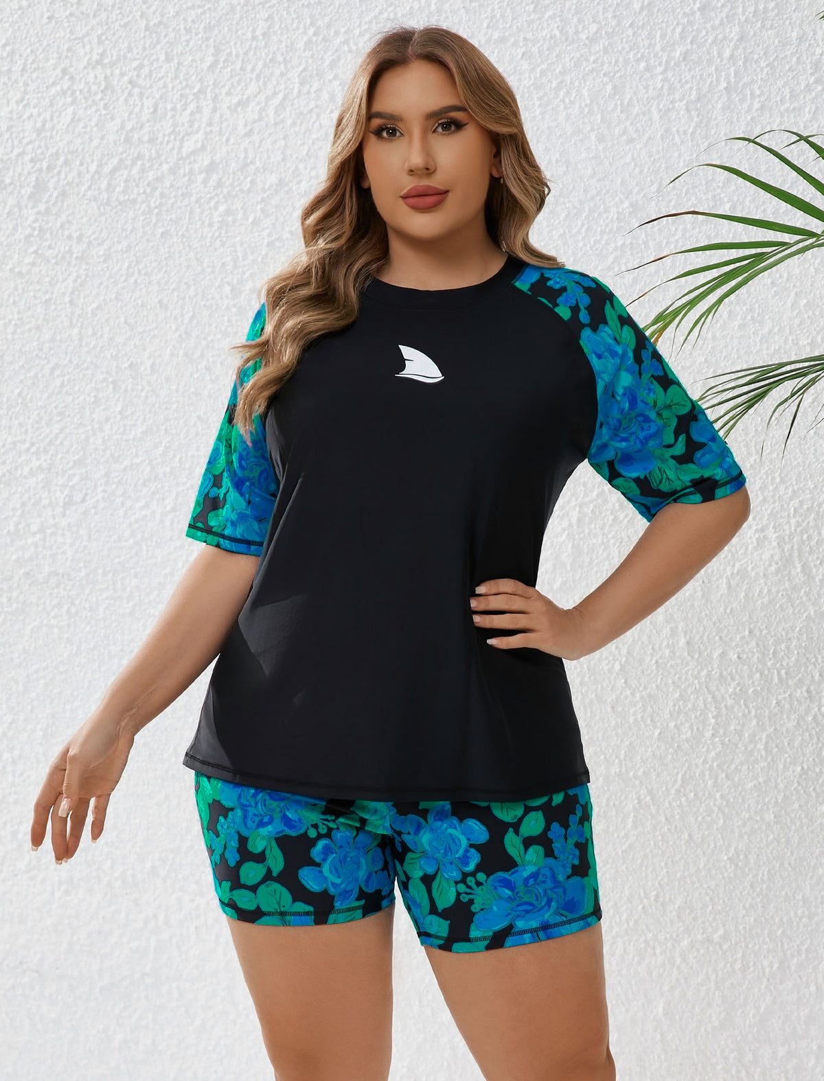 Comfort Meets Curve Plus Size Two Piece Rash Guard Sets Loose Fit