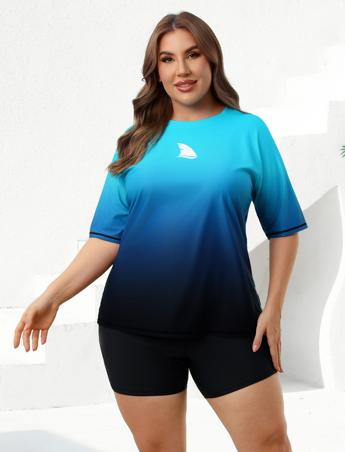 Comfort Meets Curve Plus Size Two Piece Rash Guard Sets Loose Fit