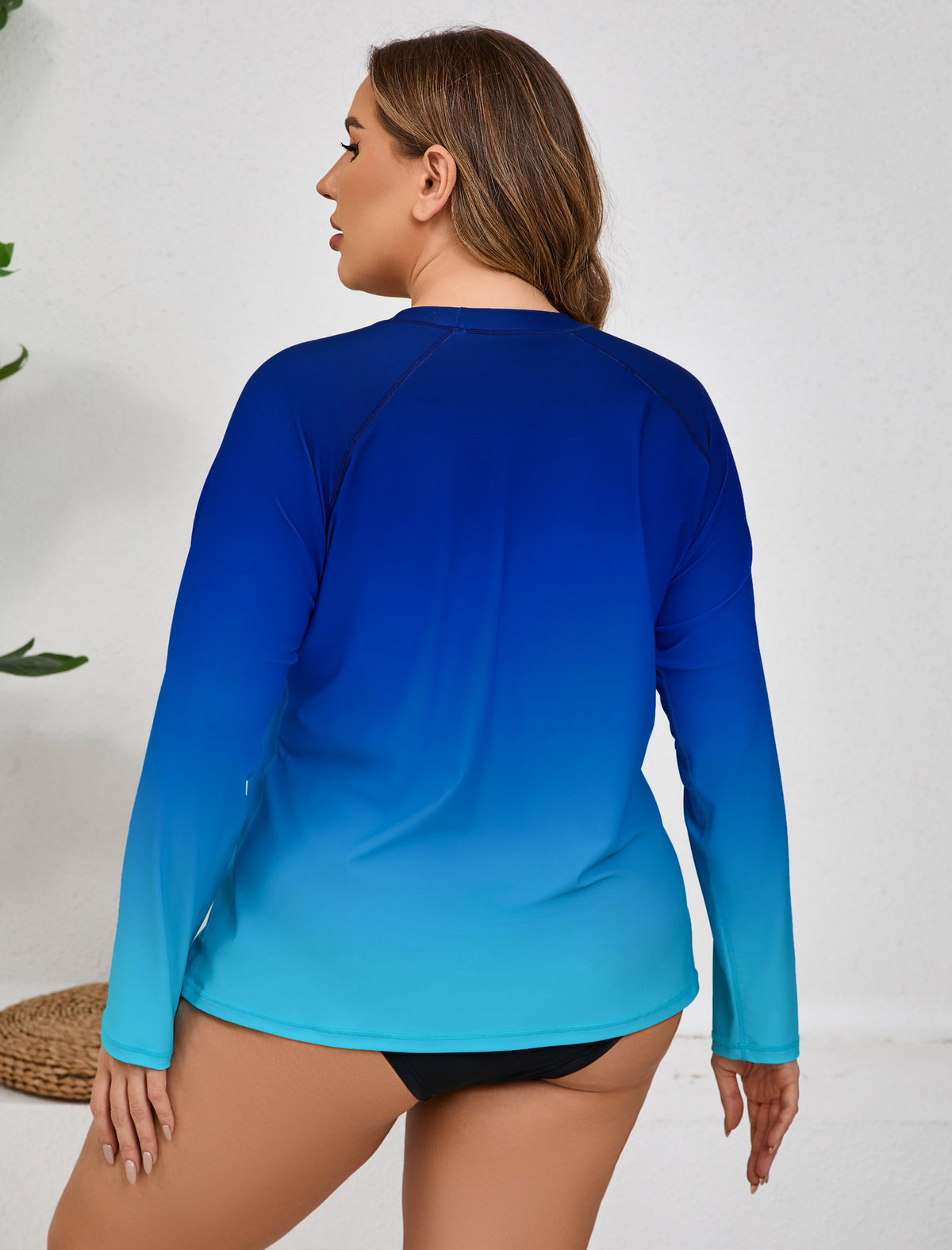 Vacation Glow Plus Size Long Sleeve Rash Guard Shirts with Built in Bra