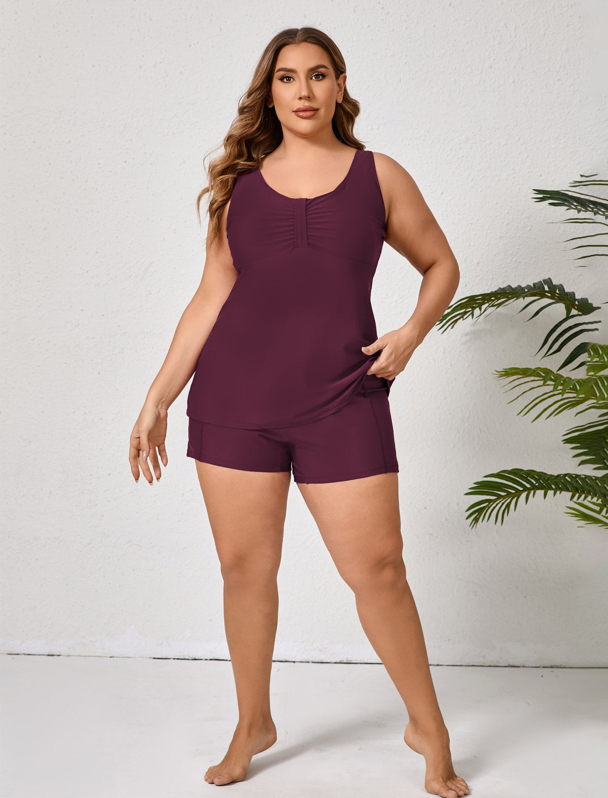 Gentle Breeze Plus Size Two Piece Tankini Sets with Pockets