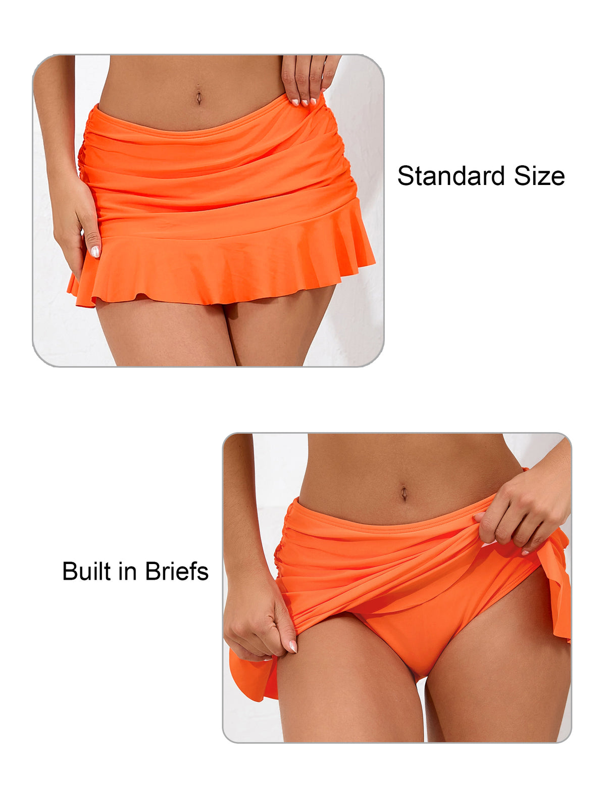 Wave Glow Mid Waisted Ruffle Swim Skirts Built in Breifs