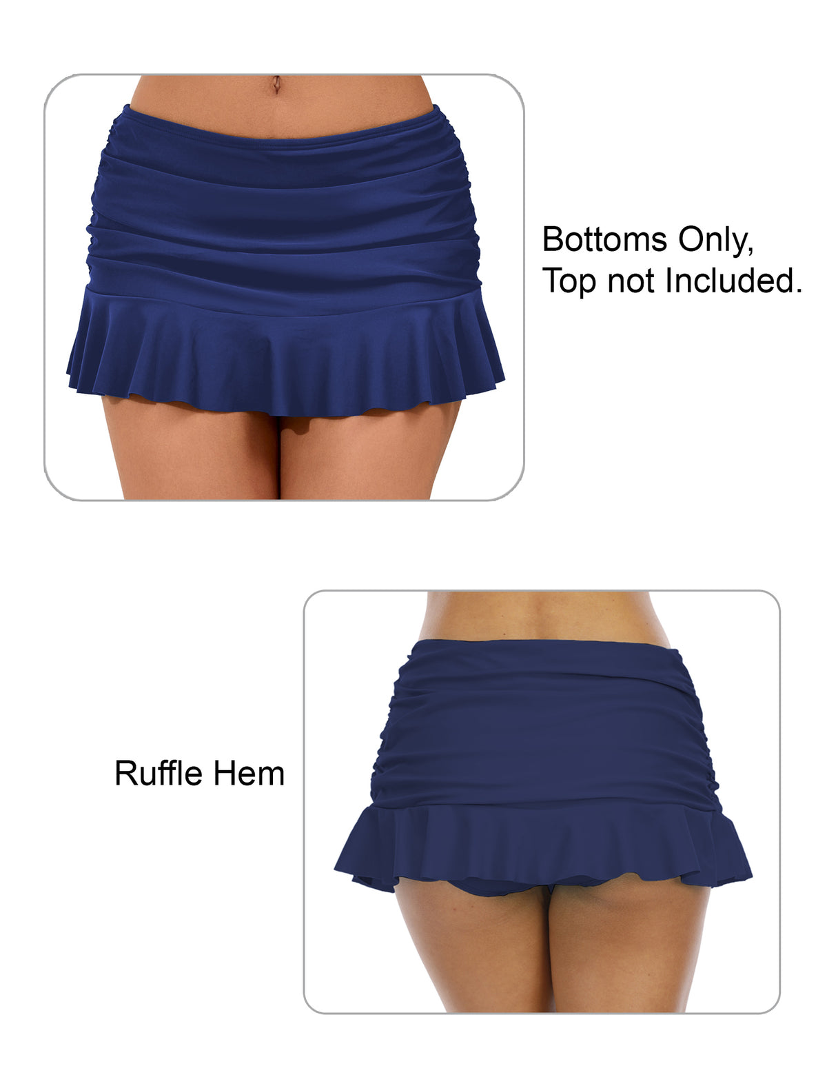 Wave Glow Mid Waisted Ruffle Swim Skirts Built in Breifs