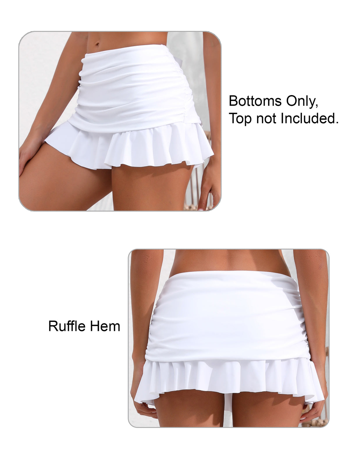 Wave Glow Mid Waisted Ruffle Swim Skirts Built in Breifs