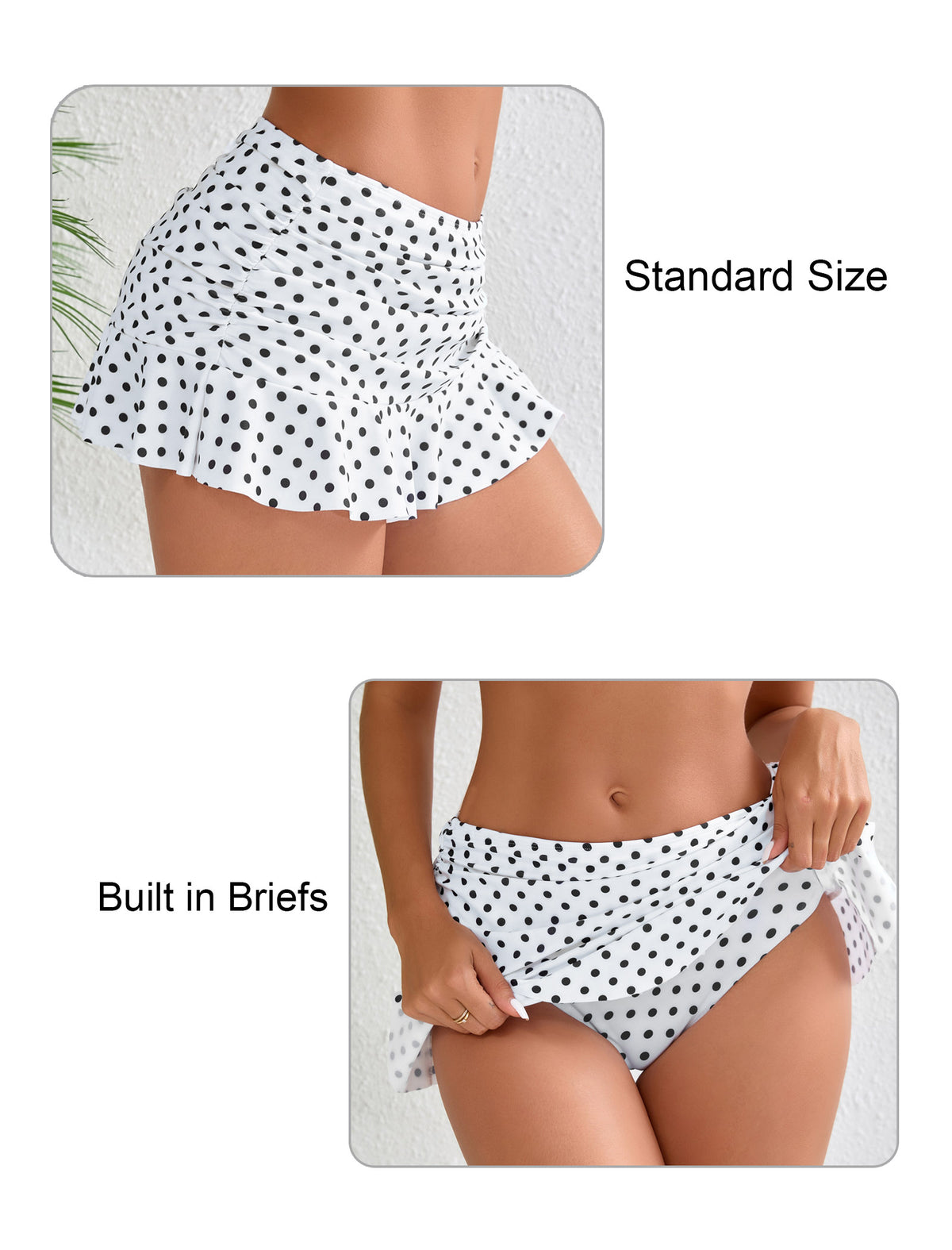 Wave Glow Mid Waisted Ruffle Swim Skirts Built in Breifs