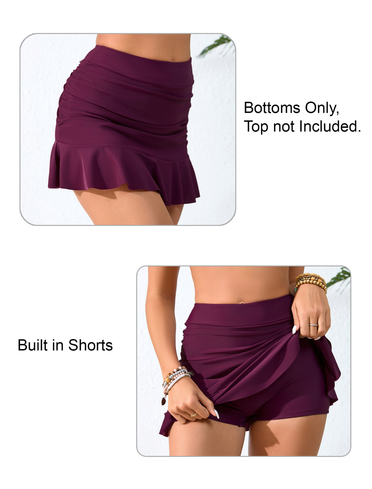 Dawn Coast High Waisted Ruffle Swim Skirts Built in Shorts