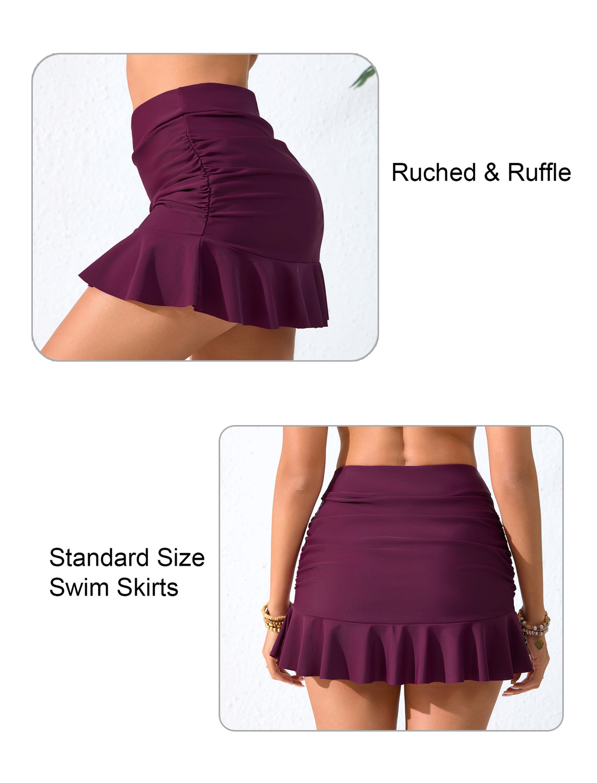 Dawn Coast High Waisted Ruffle Swim Skirts Built in Shorts