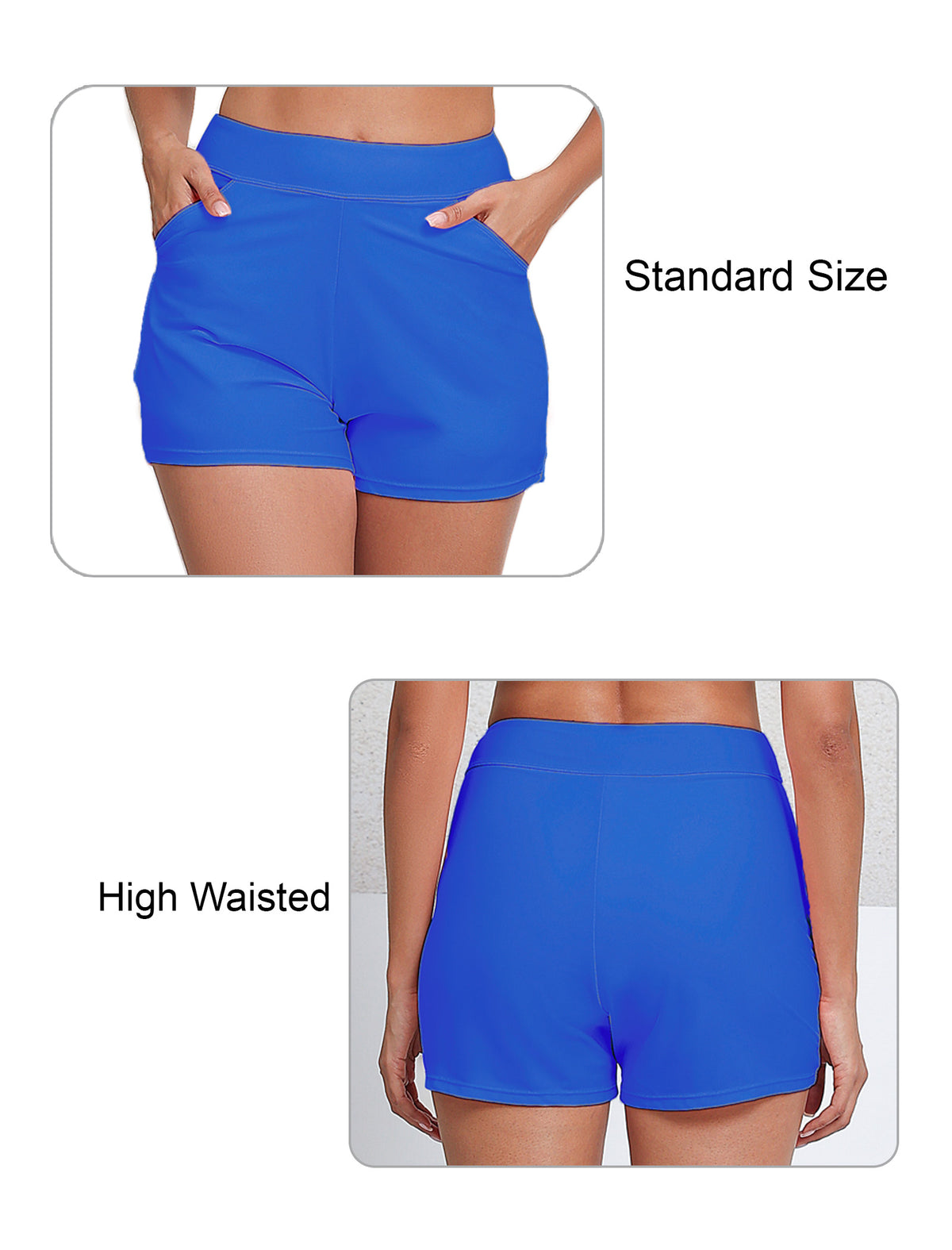 Salt Mist High Waisted Swim Board Shorts with Pockets and Liner
