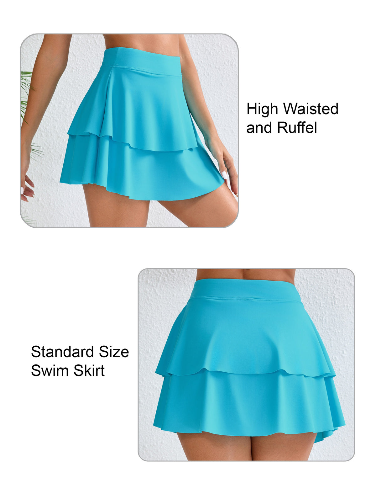 Coral Breeze High Waisted Swin Skirts Built in Shorts