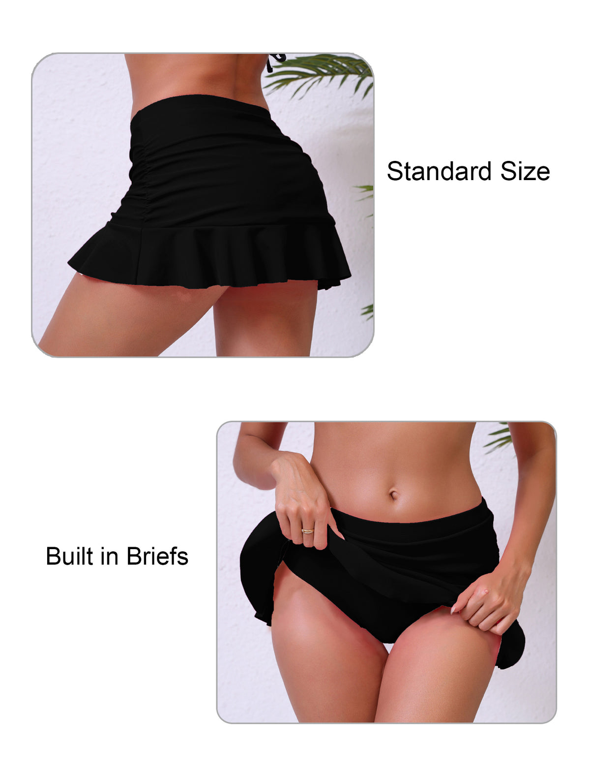 Soft Sand Mid Waisted Ruched Swim Skirts Built in Breifs