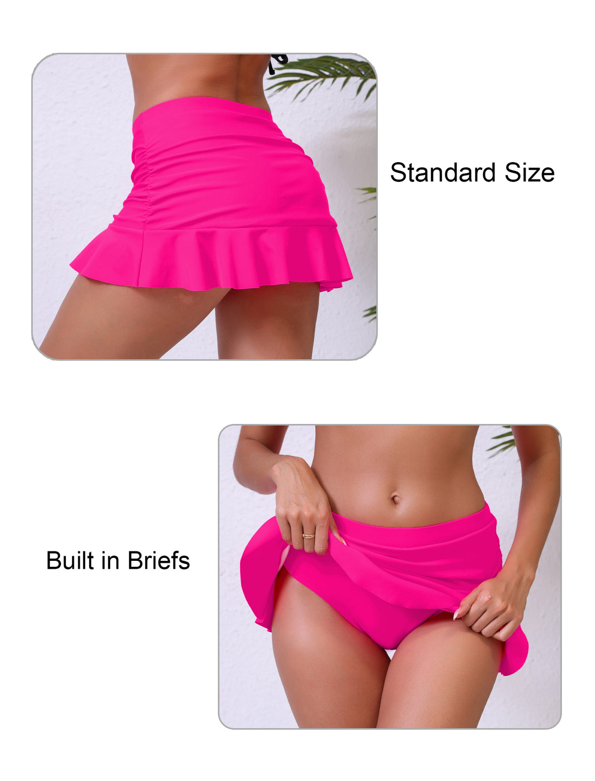 Soft Sand Mid Waisted Ruched Swim Skirts Built in Breifs