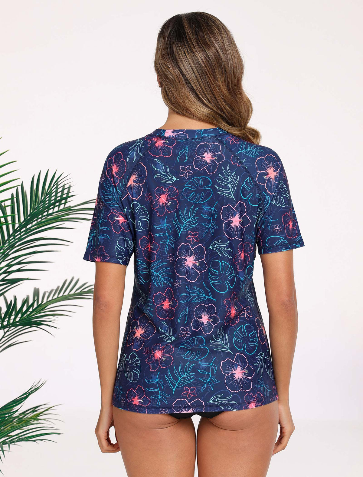Sunlit Glow Short Sleeve Rash Guard Shirts with Built in Bra