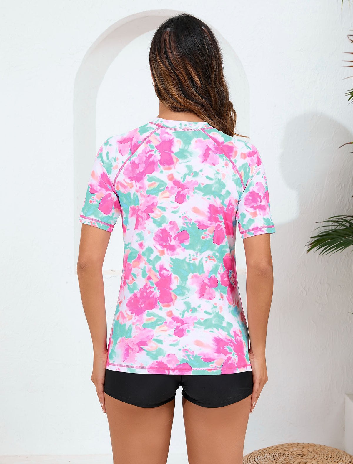 Coastal Breeze Two Piece Rash Guard Sets with Built in Bra