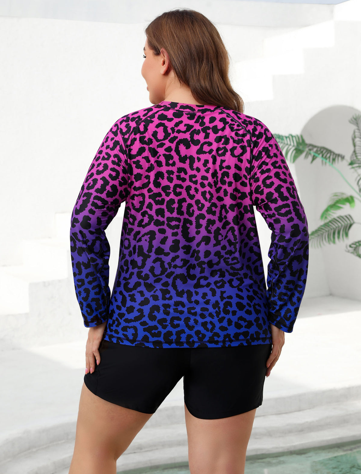 Holiday Uniform Plus Size Two Piece Rash Guard Sets with Built in Bra