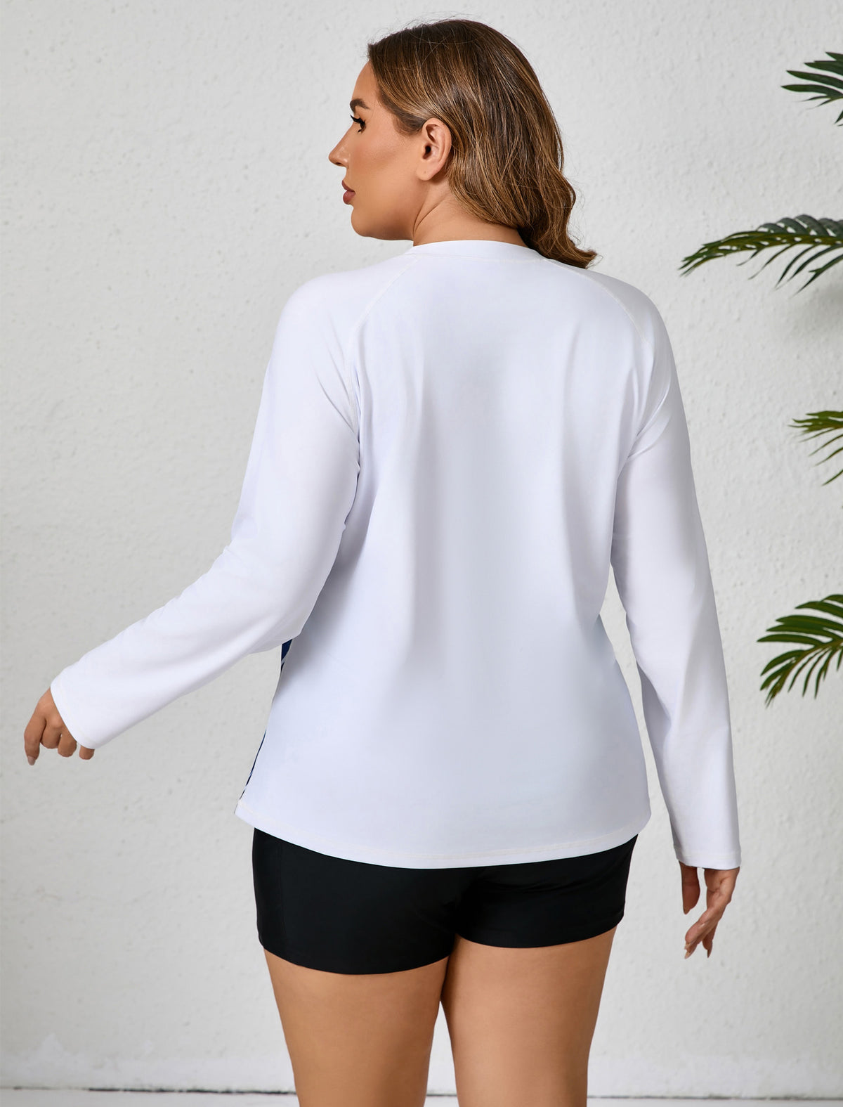 Holiday Uniform Plus Size Two Piece Rash Guard Sets with Built in Bra