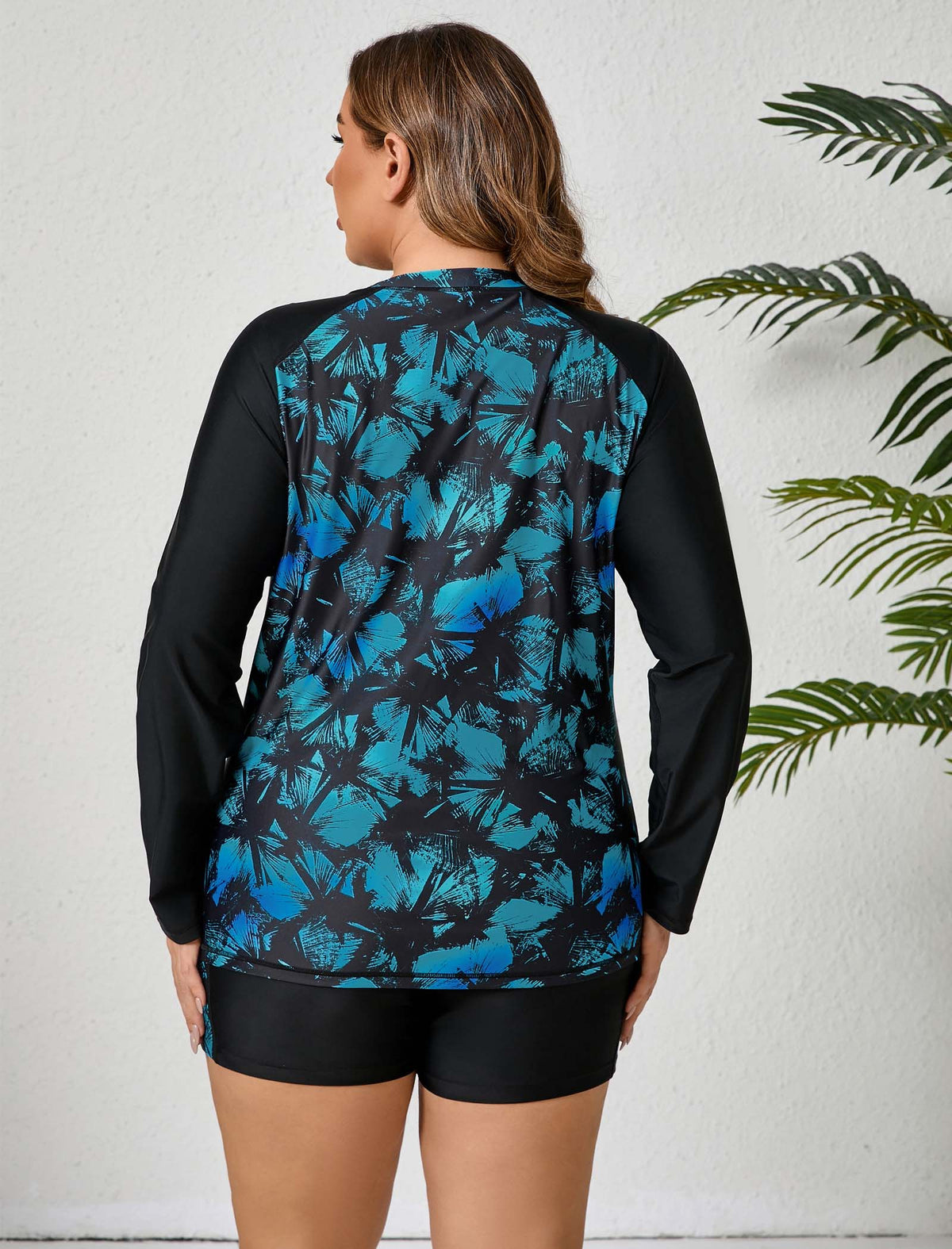 Holiday Uniform Plus Size Two Piece Rash Guard Sets with Built in Bra