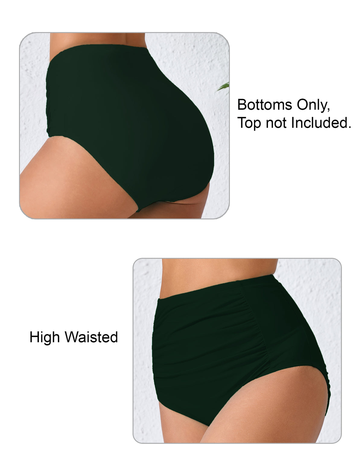 Summer Breeze High Waisted Ruched Bikini Swim Bottoms Only