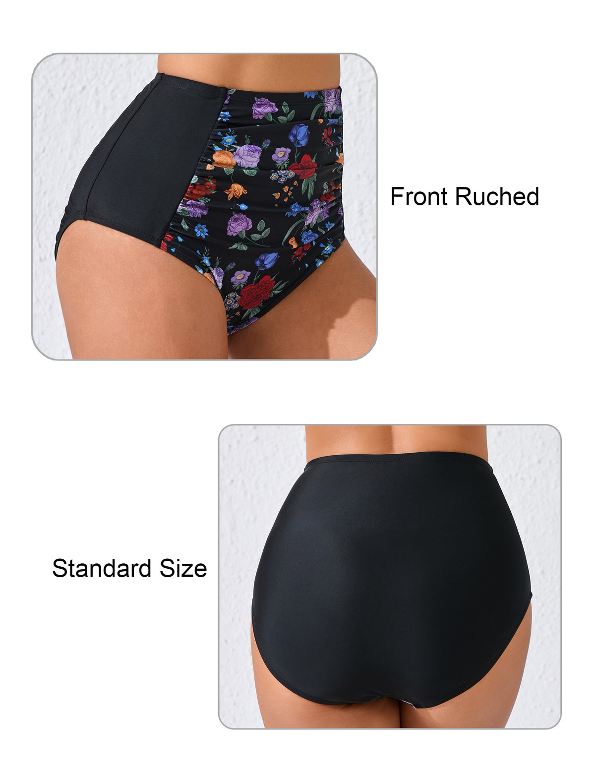 Summer Breeze High Waisted Ruched Bikini Swim Bottoms Only