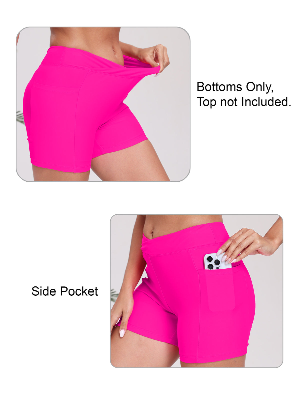Summer Bliss High Waisted Swim Board Shorts with Pockets