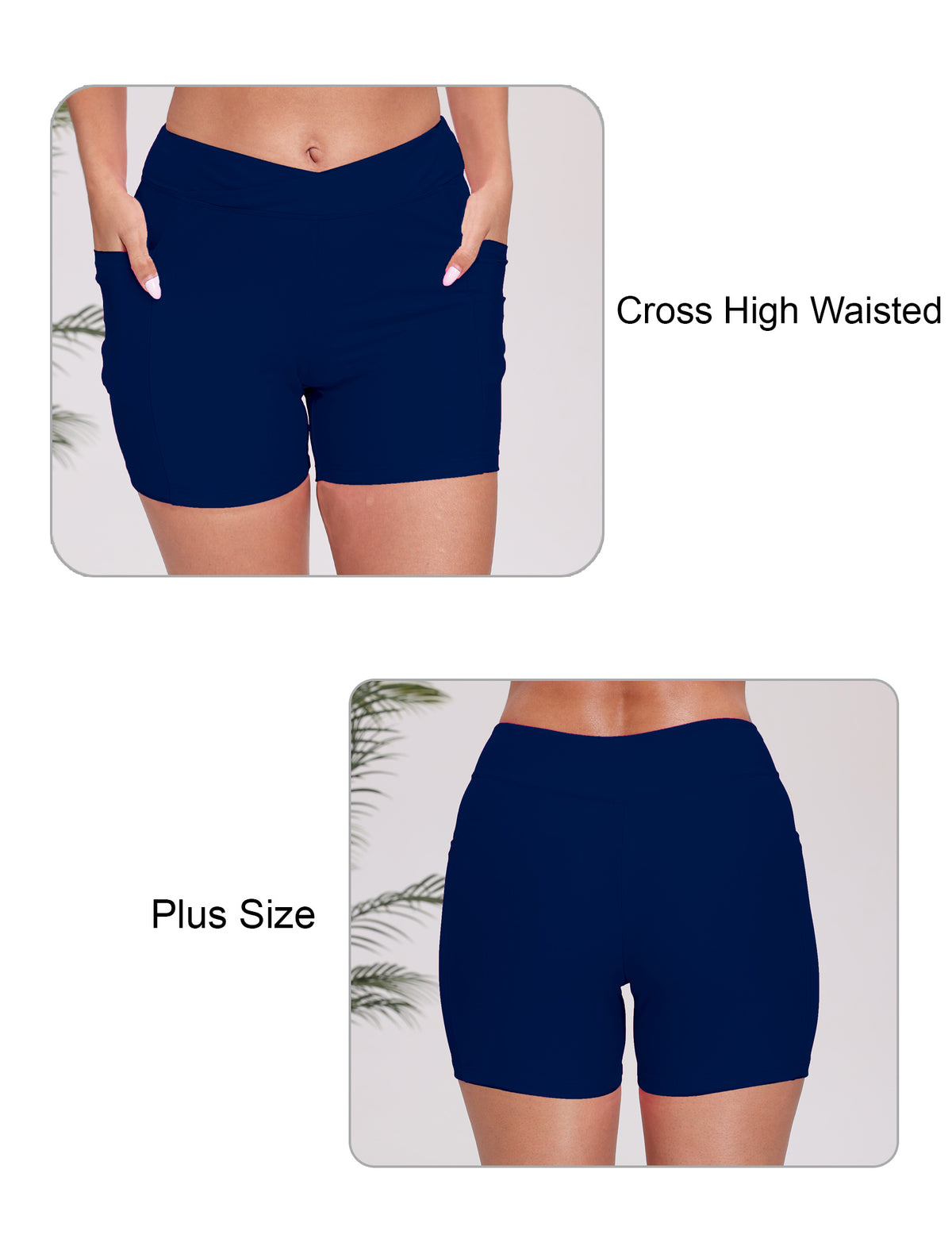 Summer Bliss Plus Size High Waisted Swim Board Shorts with Pockets