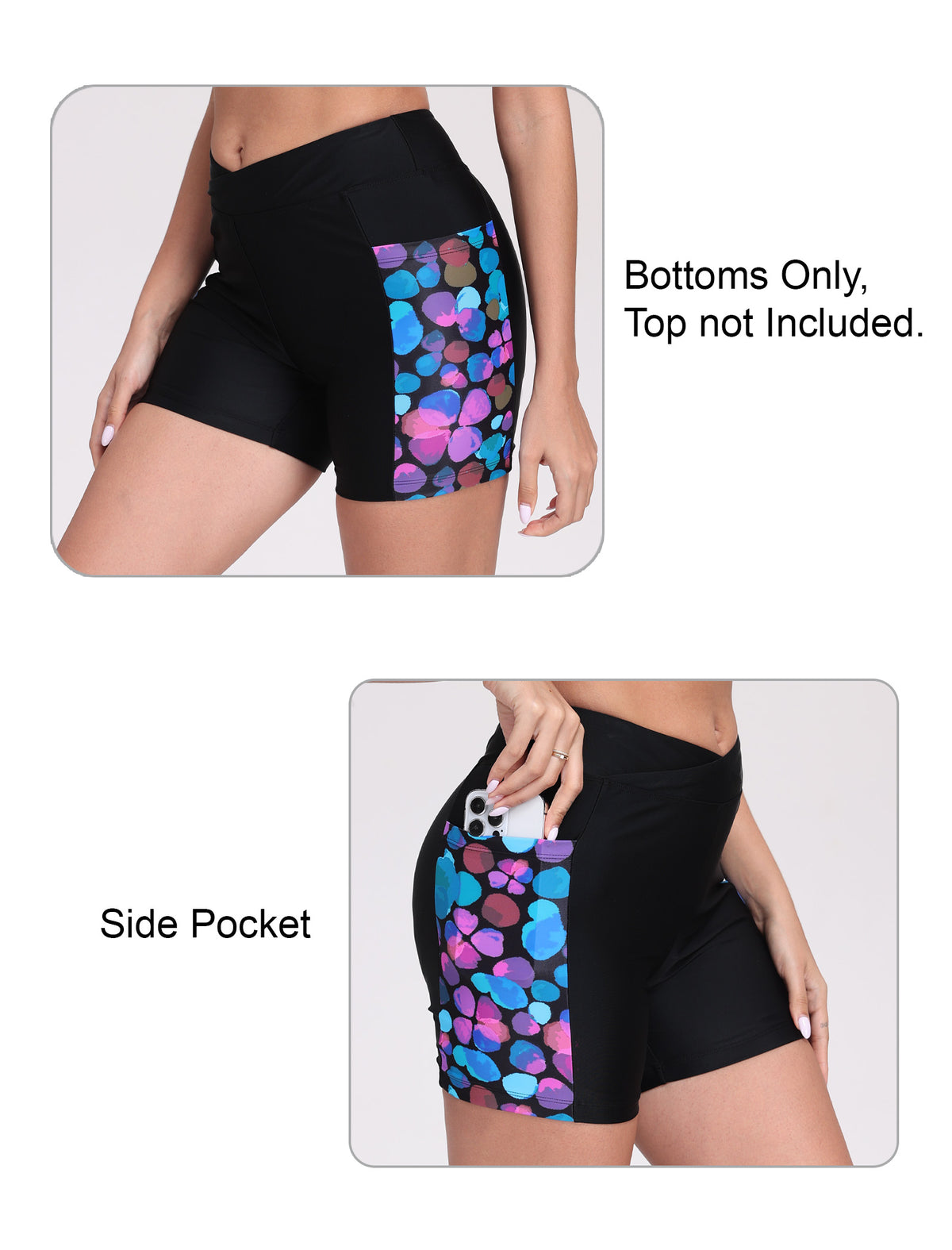 Summer Bliss High Waisted Swim Board Shorts with Pockets