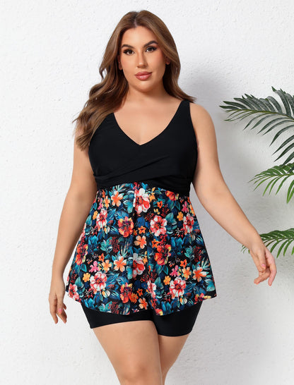 Ocean Ready Plus Size Two Piece Tankini Sets Loose Fit