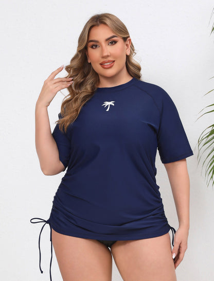 Blissful Shore Plus Size Adjustable Drawstring Rash Guard Shirts