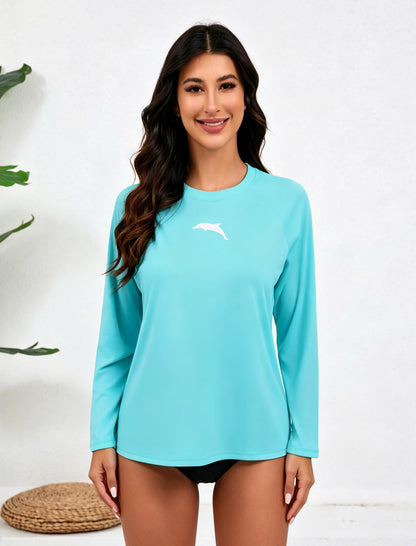 Sand &amp; Sun Long Sleeve Rash Guard Shirts with Built in Bra Light Weight
