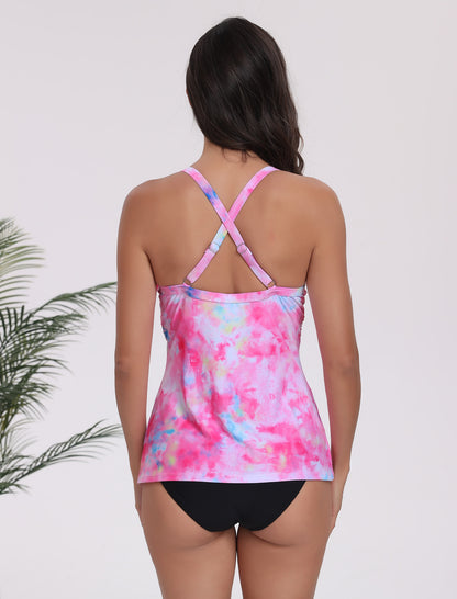 Effortless Edge Twist Front Tankini Swimsuit Top Push Up