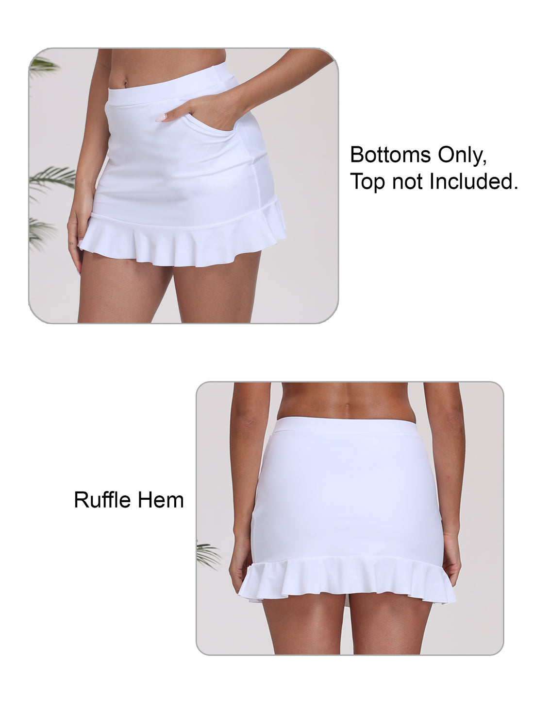 All-Day Magic High Waisted Swim Skirts Built in Briefs with Pockets