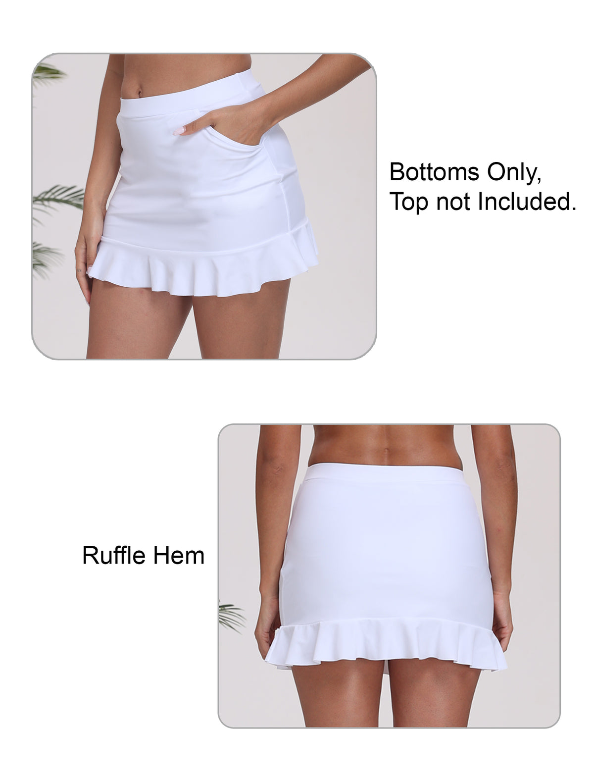 All-Day Magic High Waisted Swim Skirts Built in Briefs with Pockets