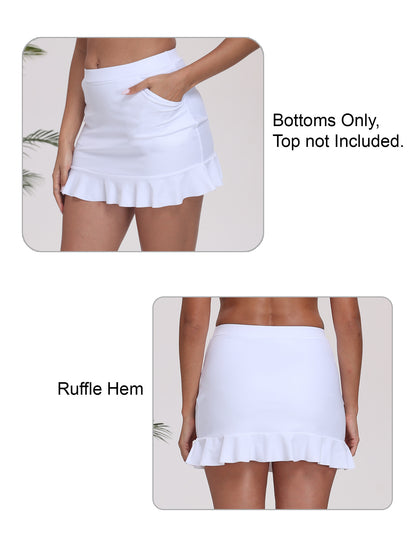 All-Day Magic High Waisted Swim Skirts Built in Briefs with Pockets