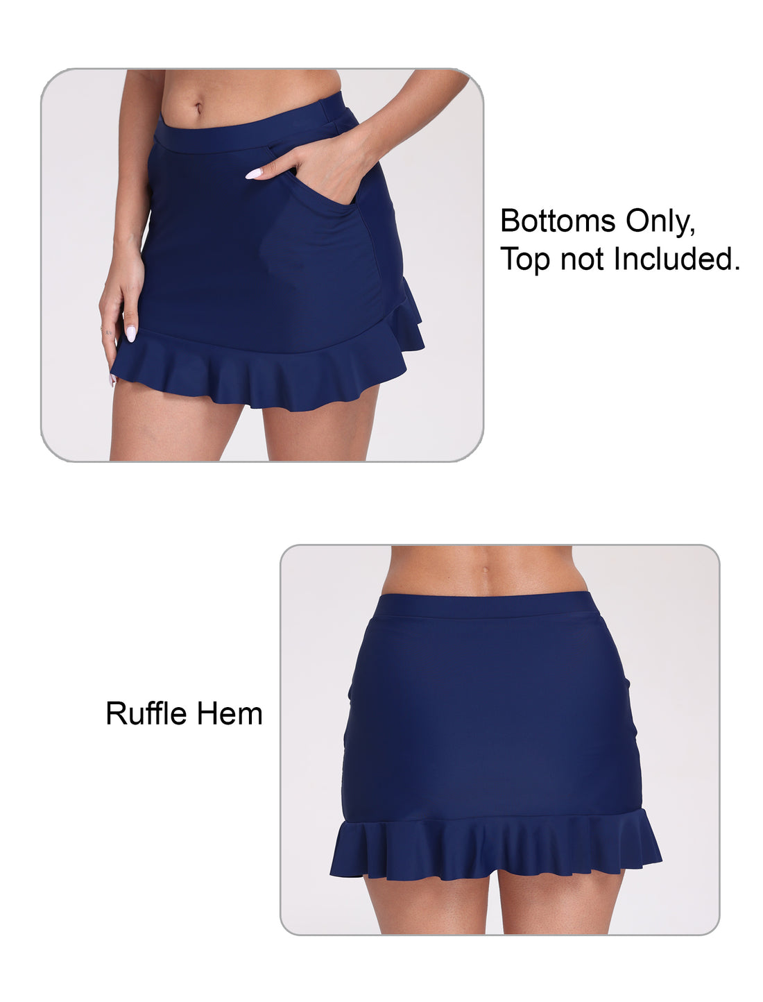 All-Day Magic High Waisted Swim Skirts Built in Briefs with Pockets
